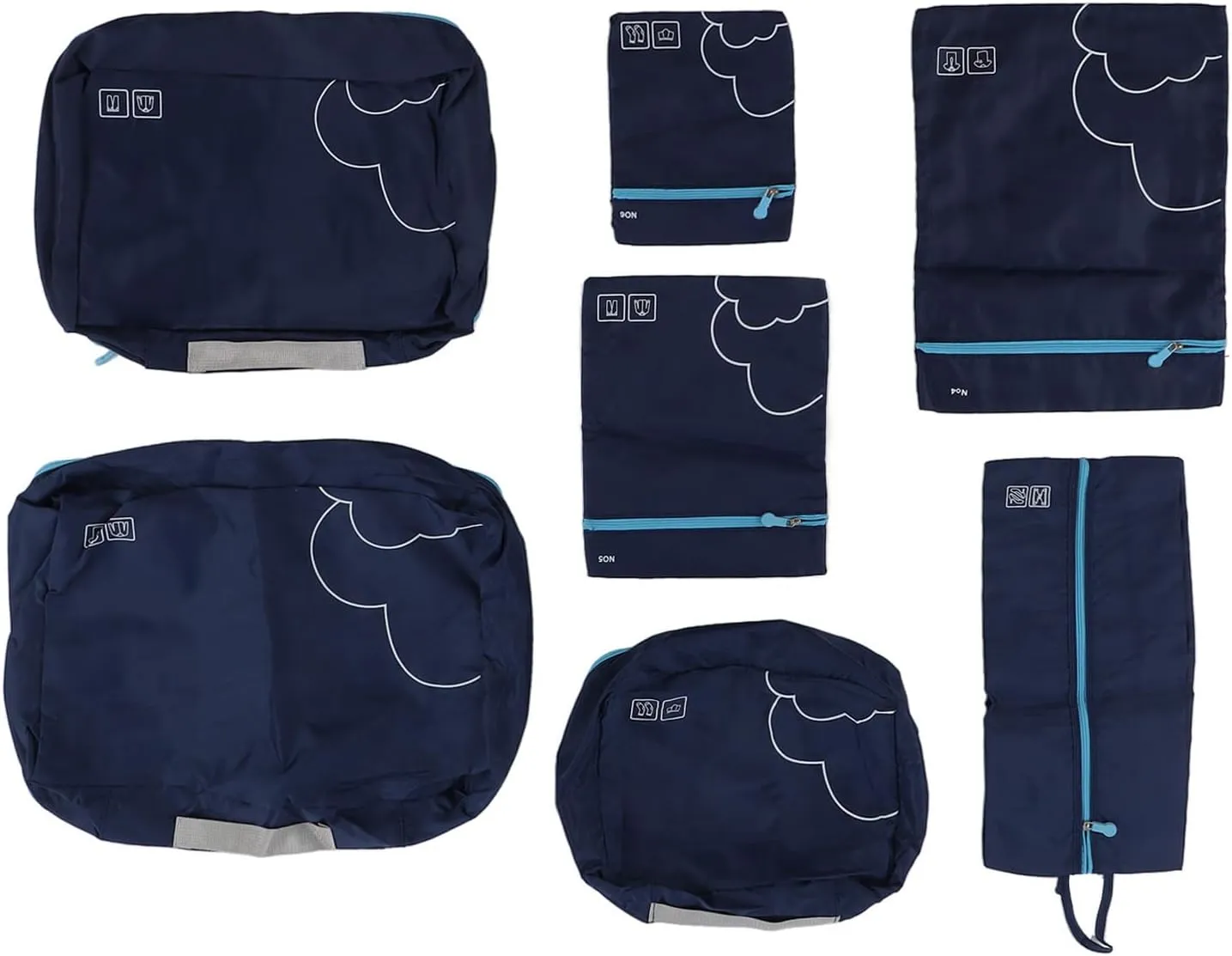 Luggage Packing Bags Waterproof Polyester Travel Packing Cubes for Business Trip (Navy Blue)