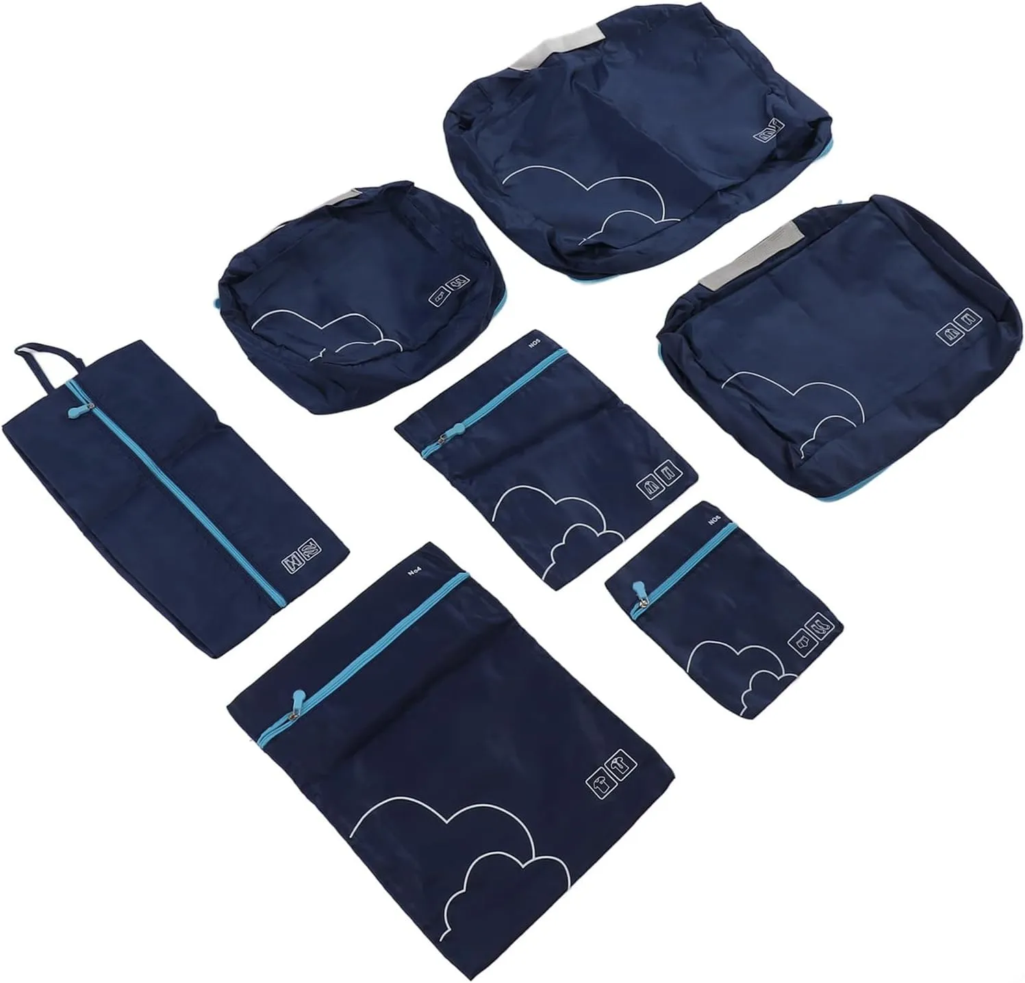Luggage Packing Bags Waterproof Polyester Travel Packing Cubes for Business Trip (Navy Blue)