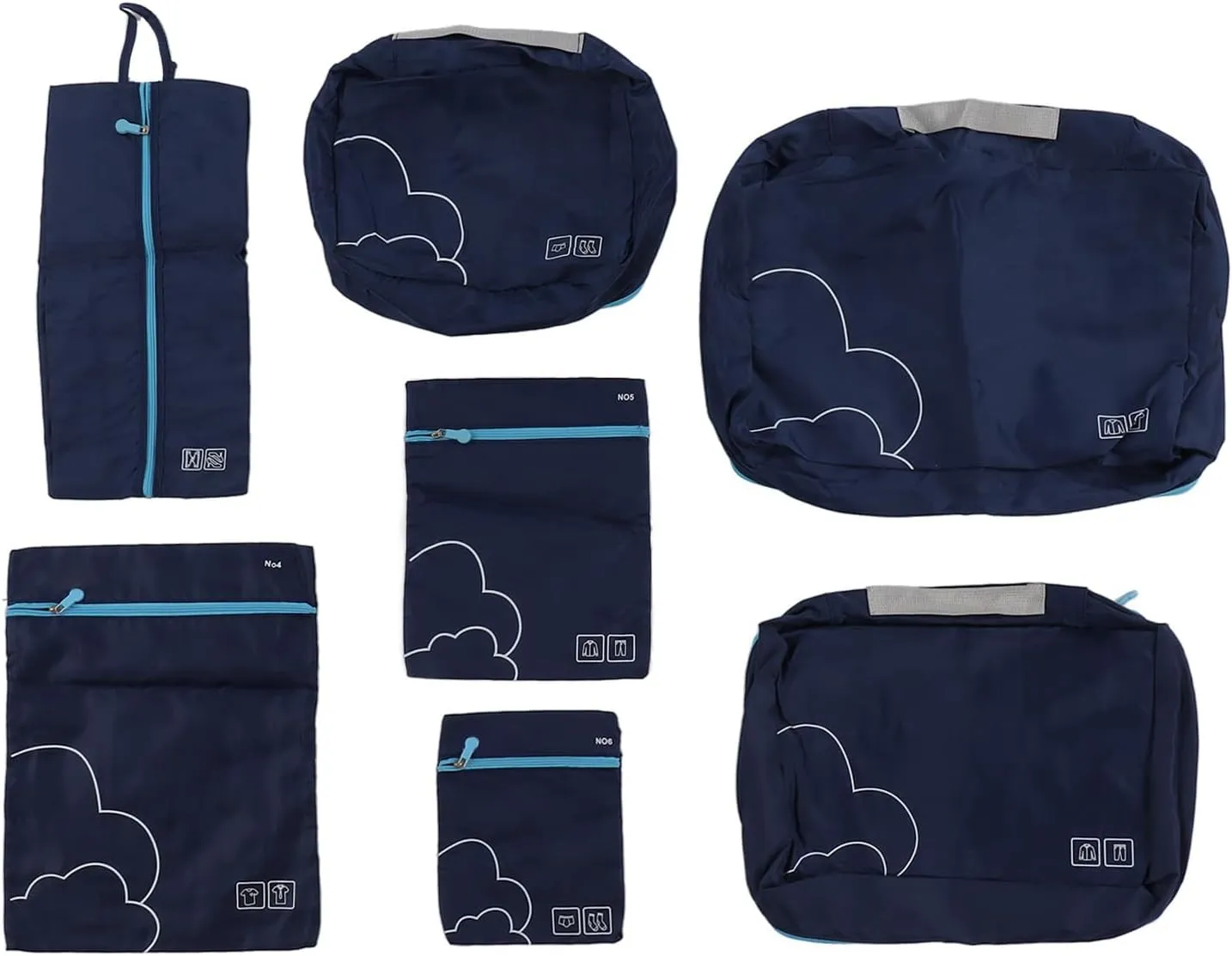 Luggage Packing Bags Waterproof Polyester Travel Packing Cubes for Business Trip (Navy Blue)