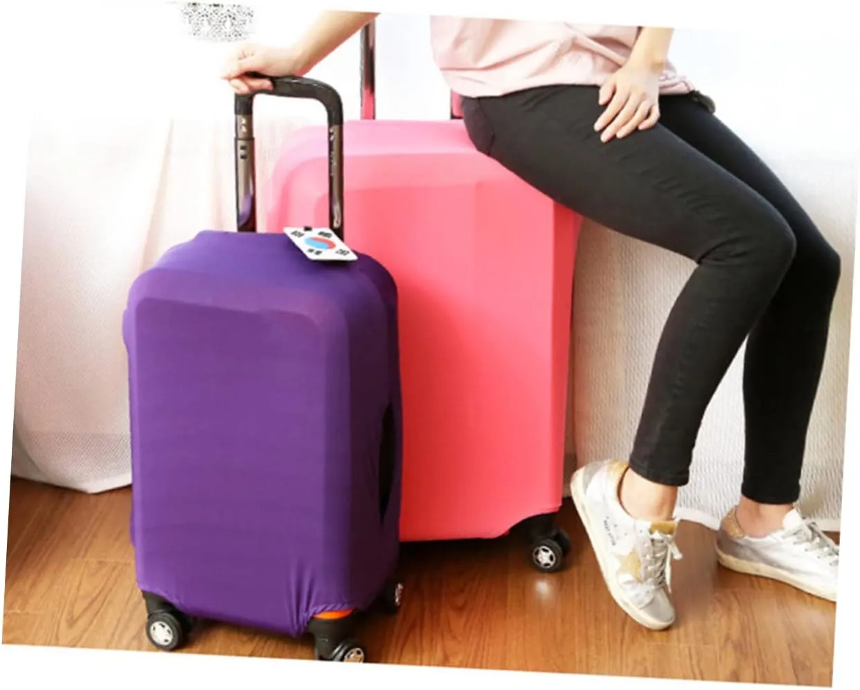 Luggage Pink Cover Protector Suitcase Trolley Case Cover Stretch High Elasticity for 22-24 Inches