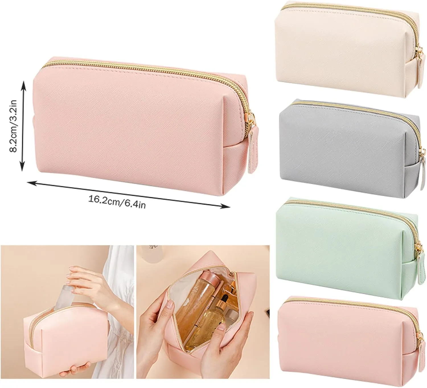 Makeup Bag,Large Capacity PU Leather Waterproof Portable Small Makeup Bag,Toiletry Bag,Travel Cosmetic Bag,Makeup Bag Organizer for Girls Women Gifts Daughter