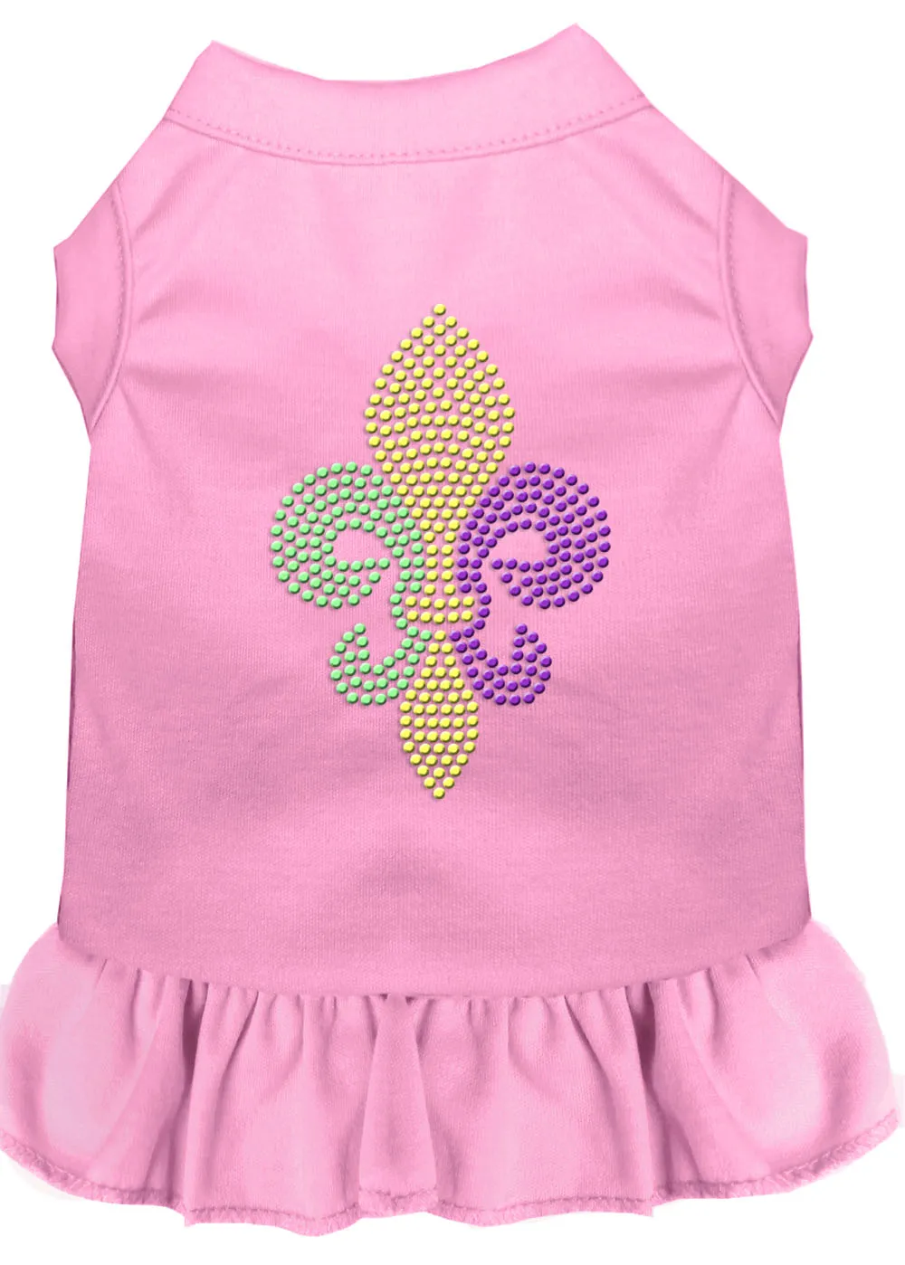 Mardi Gras Fleur De Lis Rhinestone Dress Light Pink 4x