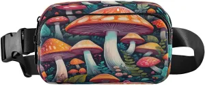 MCHIVER Colorful Mushrooms Forests Fanny Pack for Women Men Crossbody Belt Bag Fashion Waist Packs Purse with Adjustable Strap Dupes for Running Hiking Cycling