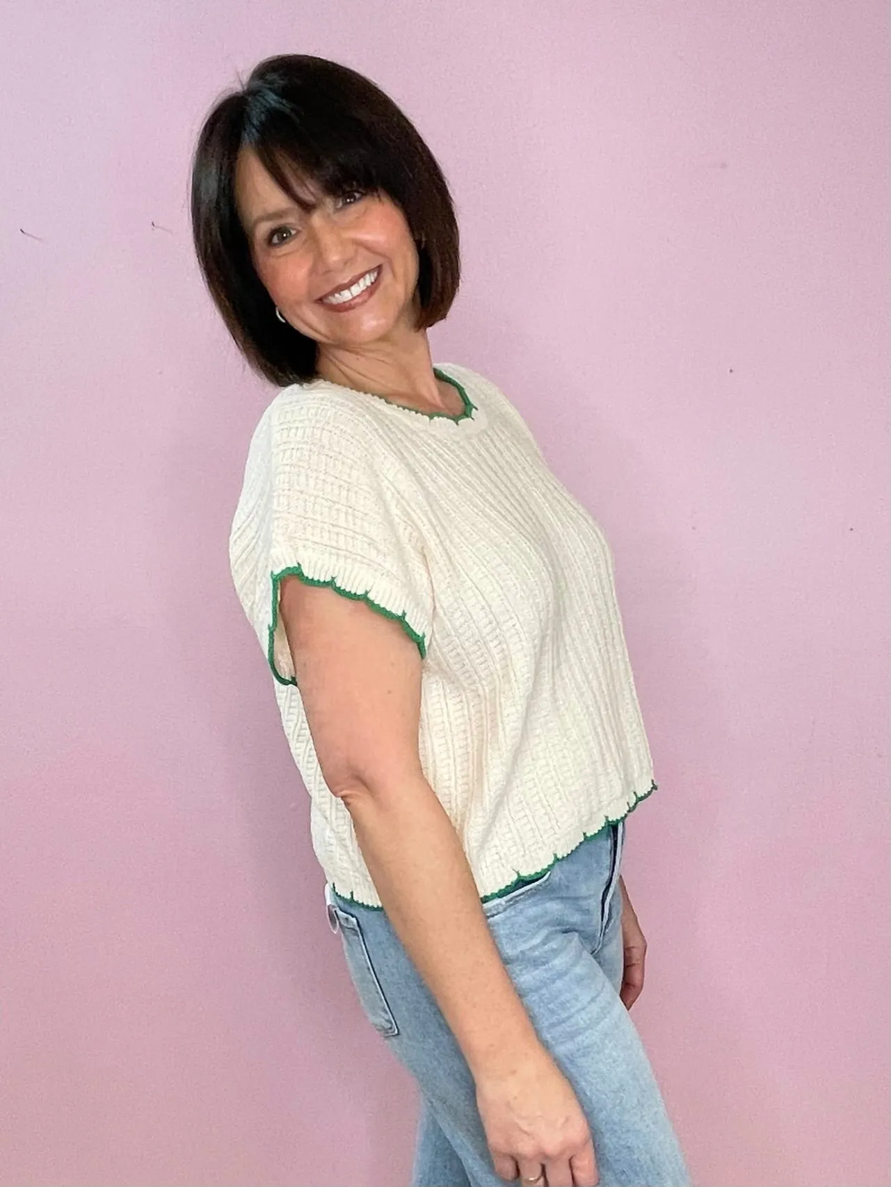 Meadow Edge Scallop Knit Top