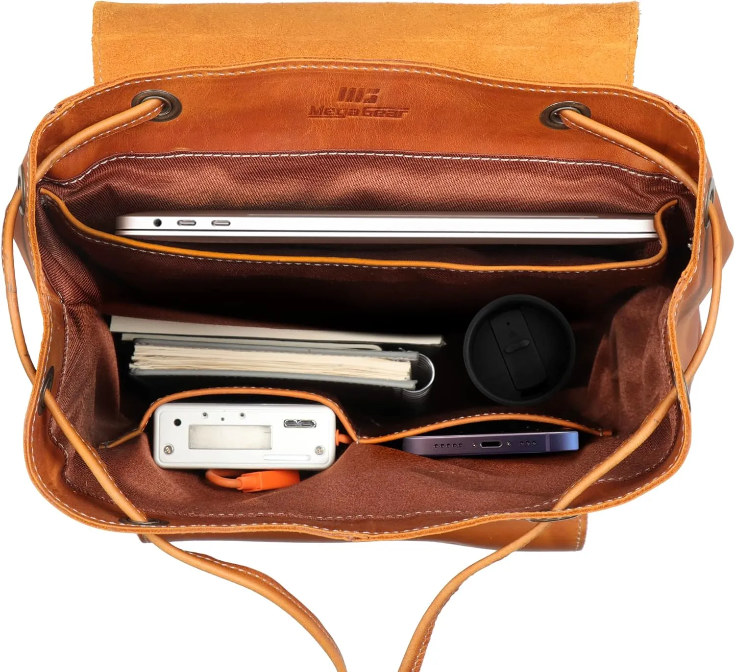 MegaGear Leather Camera Case, Camel, One Size