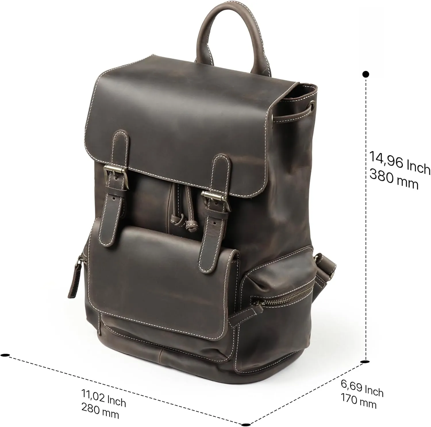 MegaGear Top Grain Leather Laptop Backpack for Men and Women, Chestnut, 13 Inches