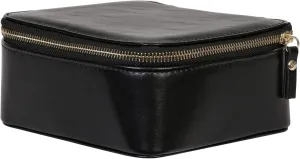 Mele & Co The Bento Travel Toiletry Makeup Cosmetic Organizer Bag and Jewelry Accessories Essentials Dopp Kit Must Have for Women- Black Vegan Leather Large Square Case
