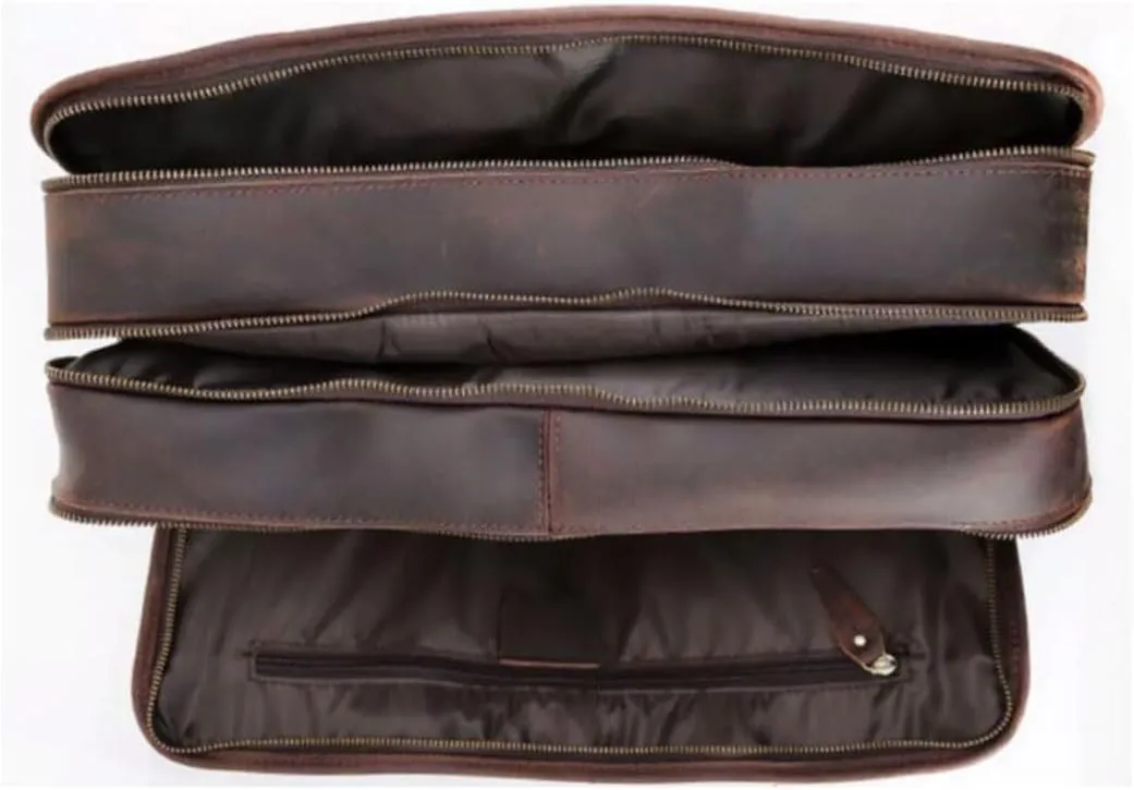 Mens Briefcases Laptop Bags Genuine Leather Messenger Shoulder Bags Computer Carrying Cases Handbags