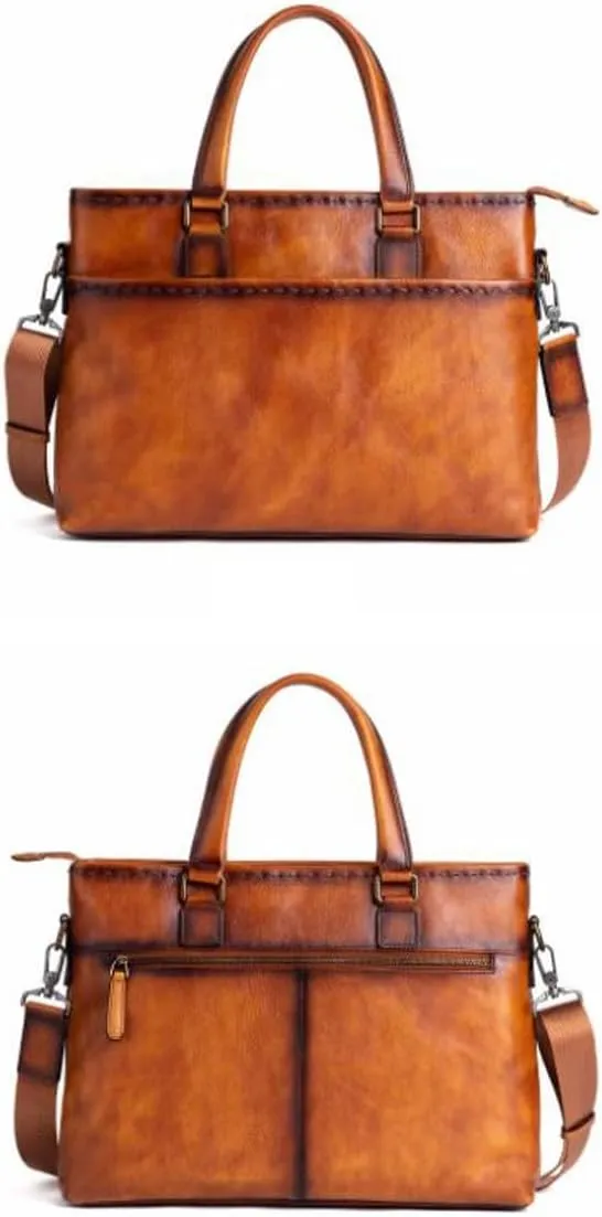 Mens Laptop Bags Handbags Briefcases Genuine Leather Messenger Shoulder Bags Casual Daypacks 14.5Inch