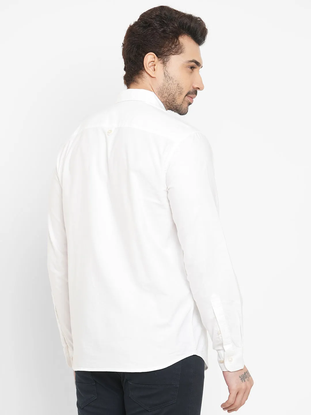 Men's Oxford White Cotton Regular Fit Shirt