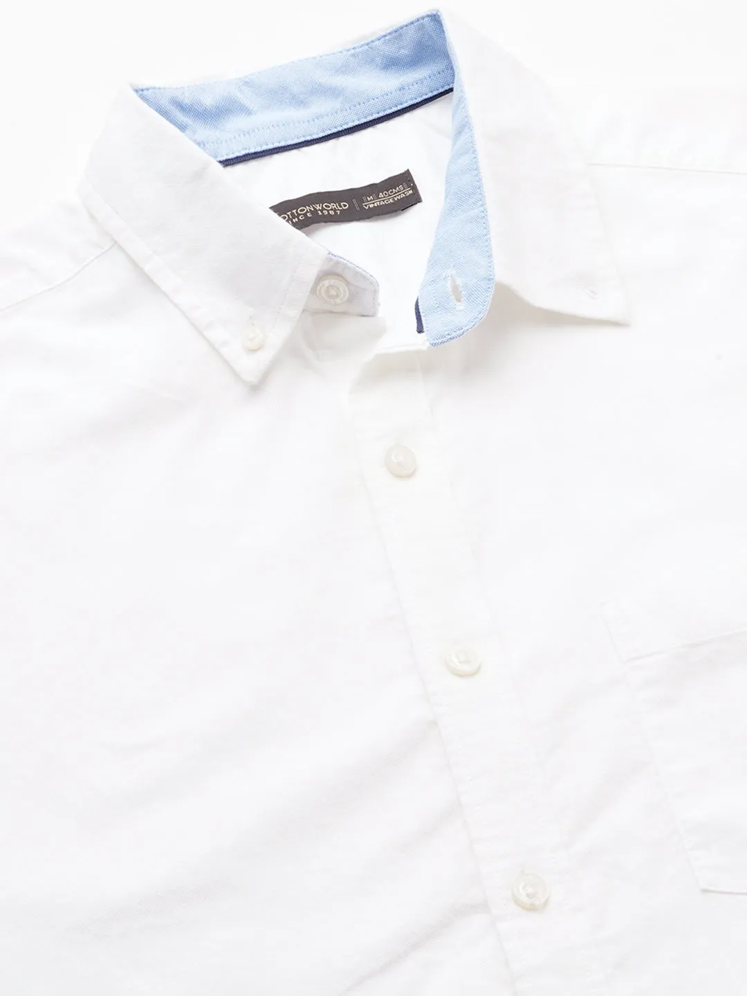 Men's Oxford White Cotton Regular Fit Shirt