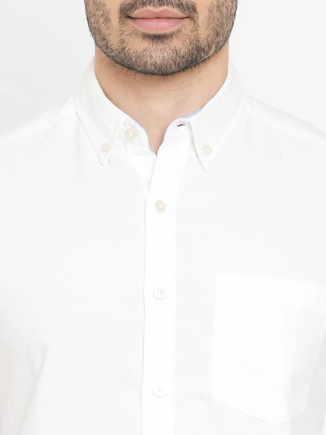Men's Oxford White Cotton Regular Fit Shirt