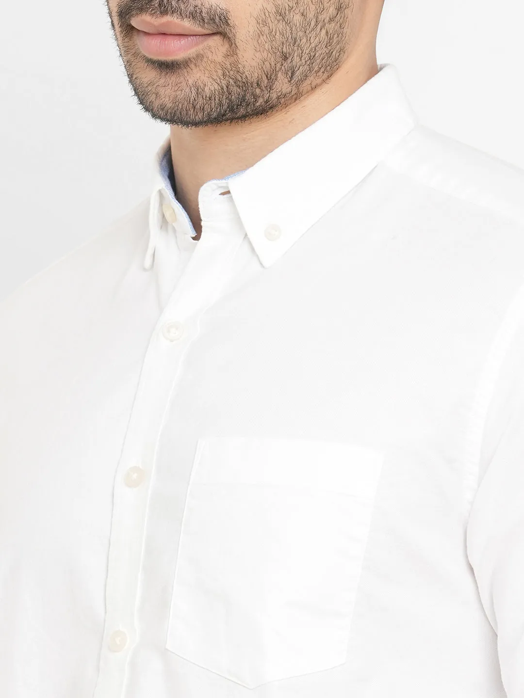 Men's Oxford White Cotton Regular Fit Shirt