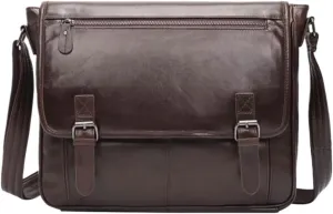 Mens Waist Packs Messenger Shoulder Bags Briefcases Genuine Leather Casual Daypacks Crossbody Bags 11.8Inch