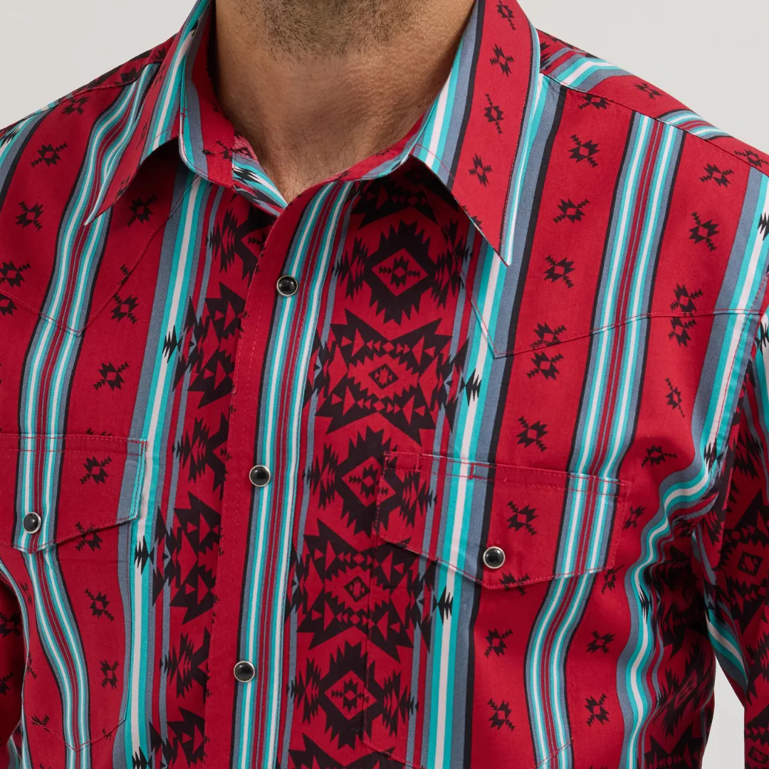 Men's Wrangler Checotah® Western Red Long Sleeve Shirt 112355376