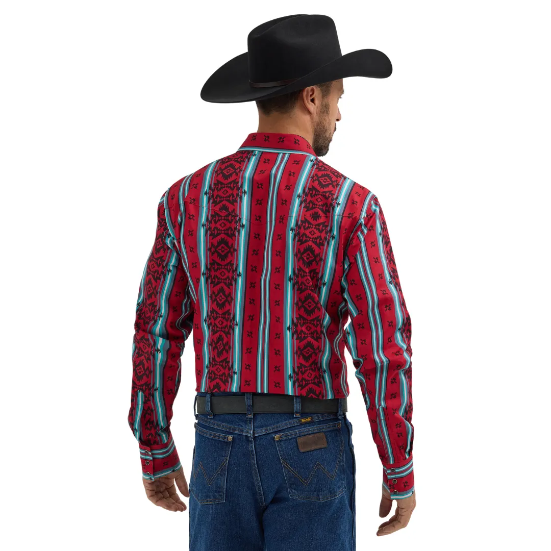 Men's Wrangler Checotah® Western Red Long Sleeve Shirt 112355376