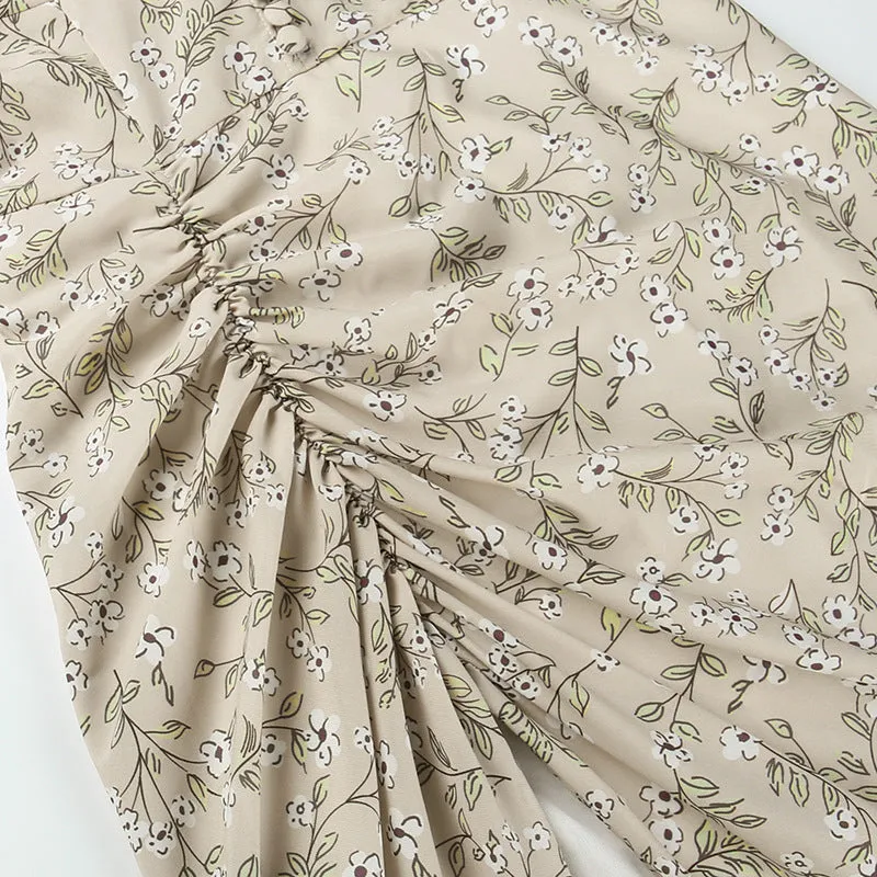 Midi Bodycon Dress Beach Floral Print Summer Boho Party Dress