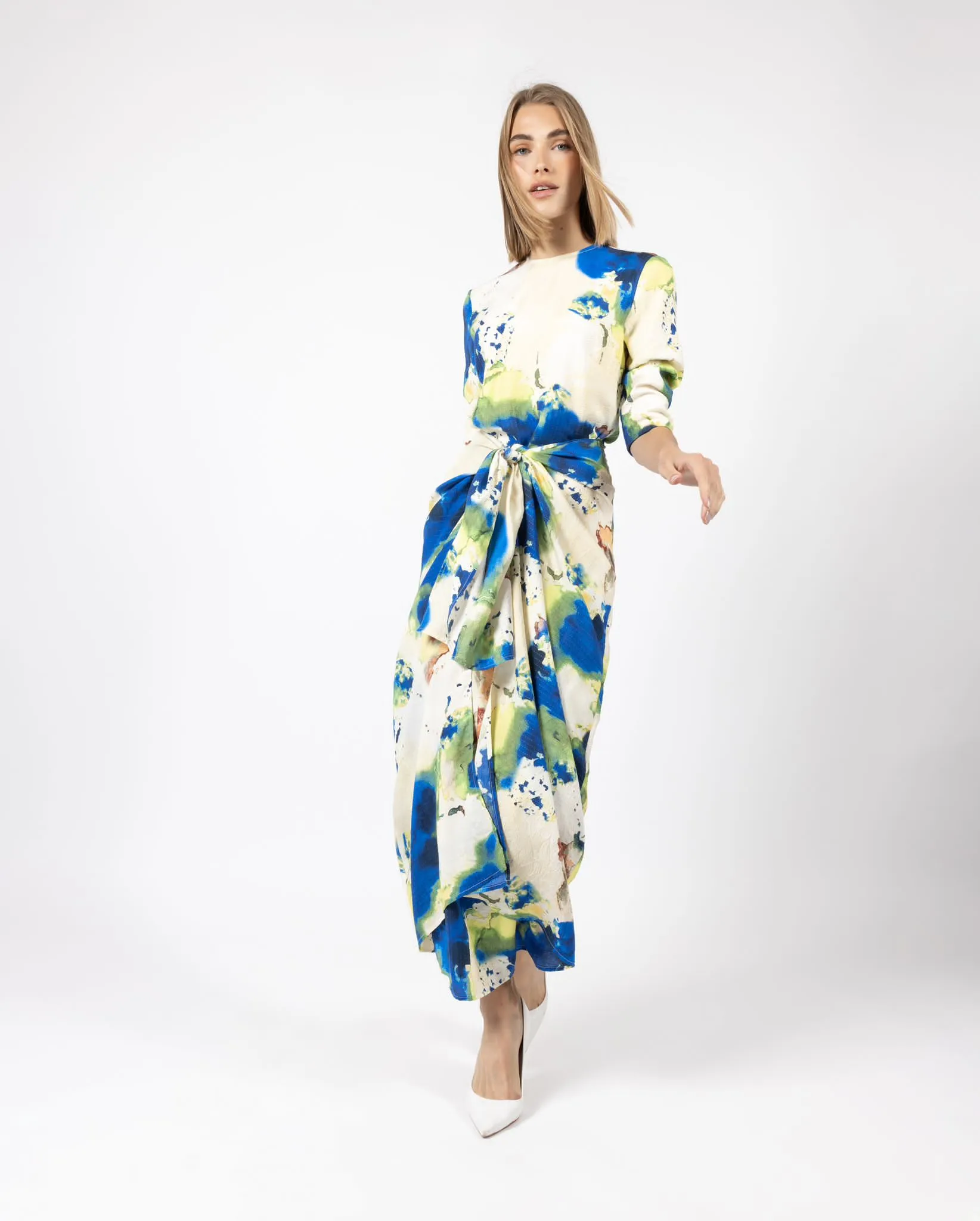 Mima Rosso Splash Print Front Tie Skirt