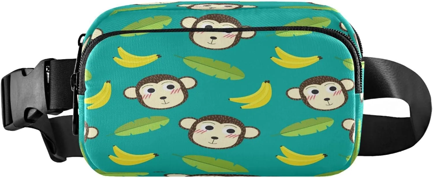 Monkey Animal Cute Banana Belt Bag for Women Men Fanny Pack Small Waist Pouch Crossbody Bags for Outdoor Hiking Running Travel