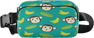 Monkey Animal Cute Banana Belt Bag for Women Men Fanny Pack Small Waist Pouch Crossbody Bags for Outdoor Hiking Running Travel