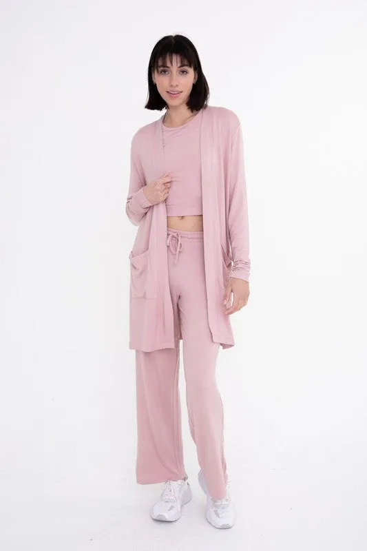 MONO B - Lounge Open-Front Terry Cardigan | Available in 2 Colors