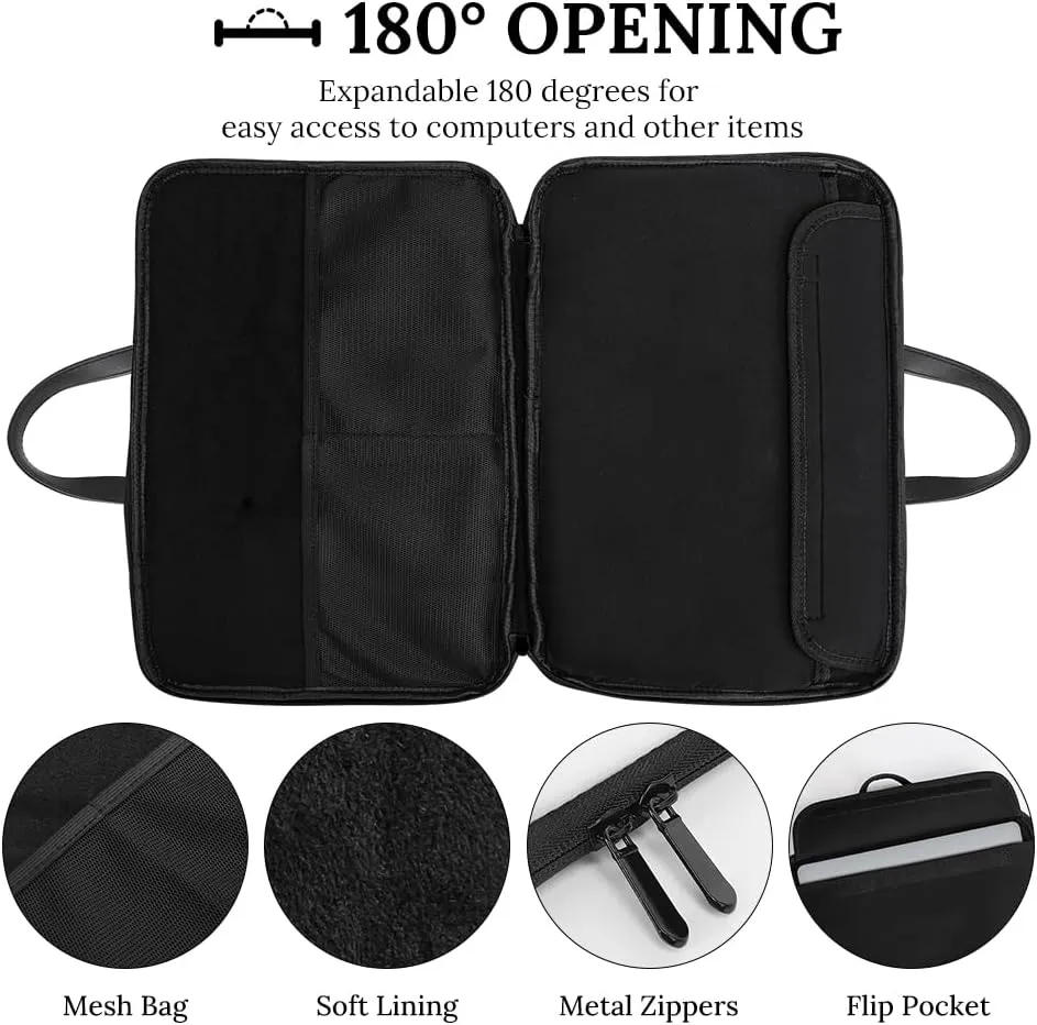Muay Thai Leather Bag Laptop Case Slim Water Resistant Computer Bags with Handle Briefcase for Work
