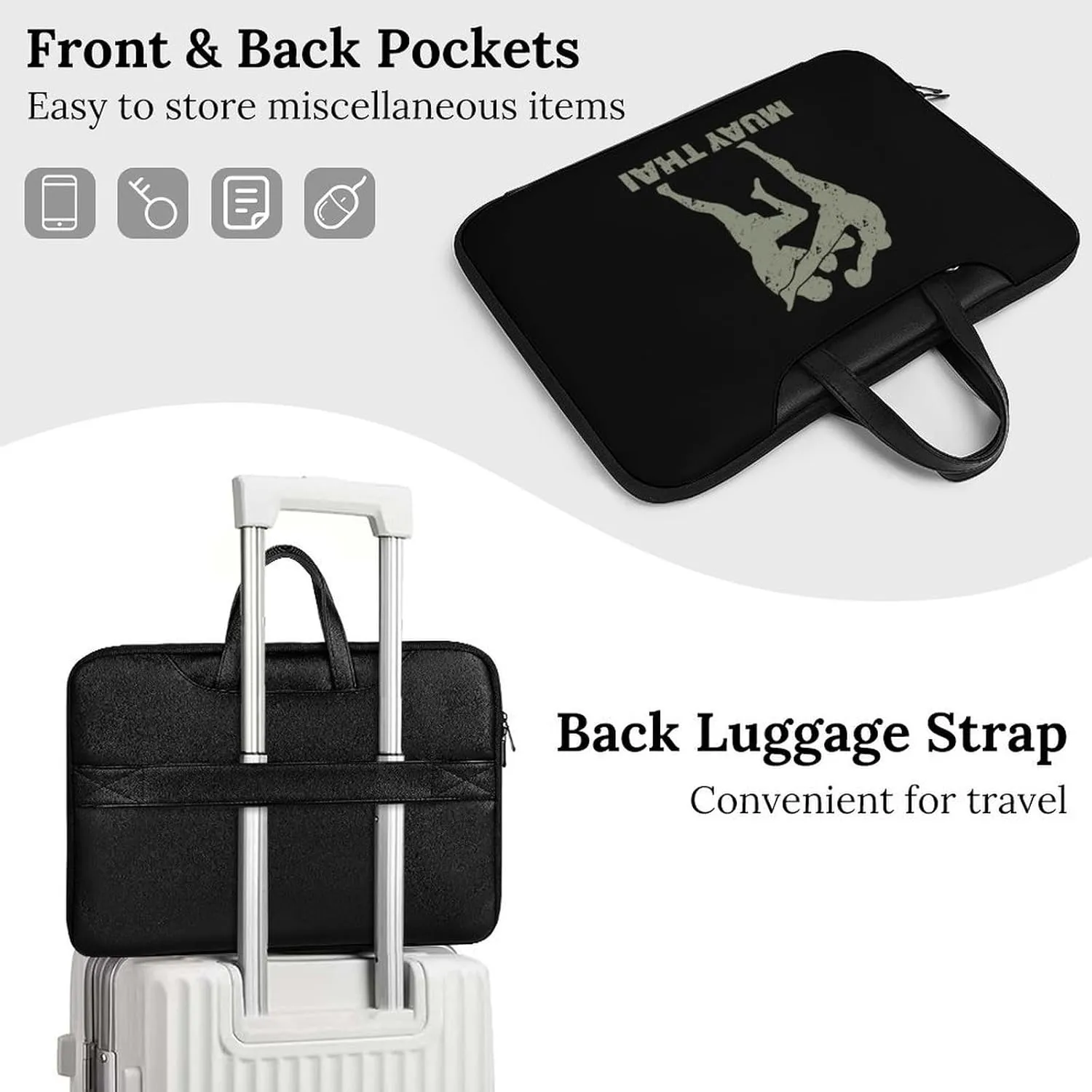 Muay Thai Leather Bag Laptop Case Slim Water Resistant Computer Bags with Handle Briefcase for Work