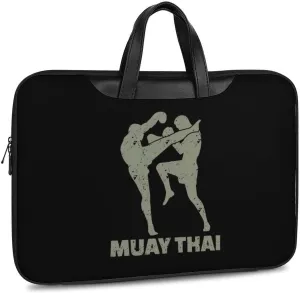 Muay Thai Leather Bag Laptop Case Slim Water Resistant Computer Bags with Handle Briefcase for Work
