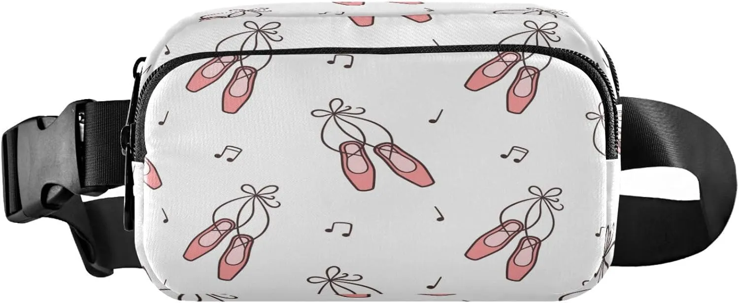 Music Nnotes Ballet Pointe Shoes Belt Bag for Women Men Fanny Pack Small Waist Pouch Crossbody Bags for Outdoor Hiking Running Travel