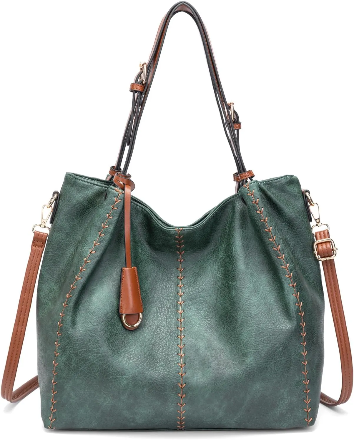 myfriday Casual Leather Tote Hobo Bag for Women, Soft Shoulder Bag Crossbody Satchel Purse and Handbag