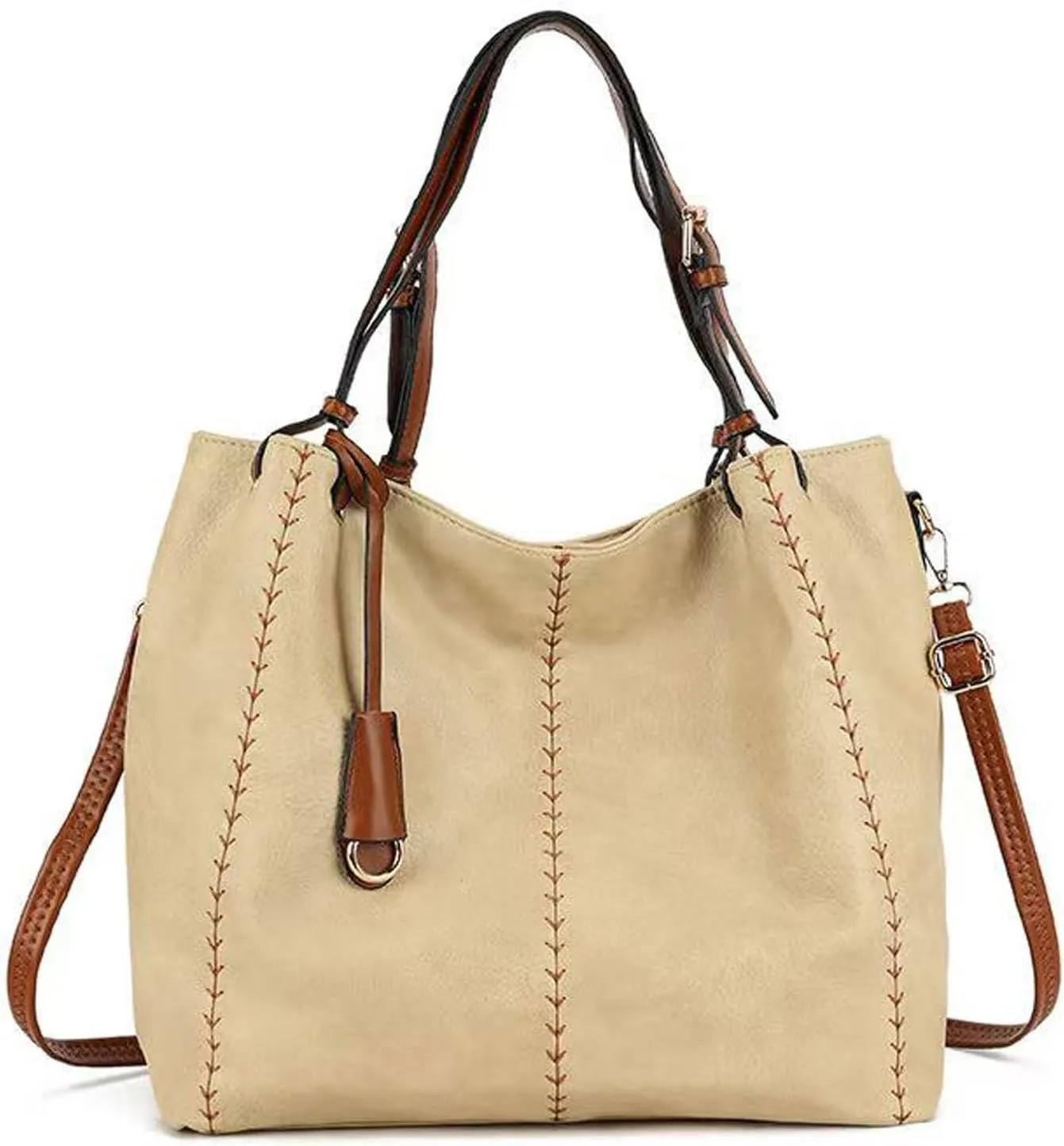 myfriday Casual Leather Tote Hobo Bag for Women, Soft Shoulder Bag Crossbody Satchel Purse and Handbag