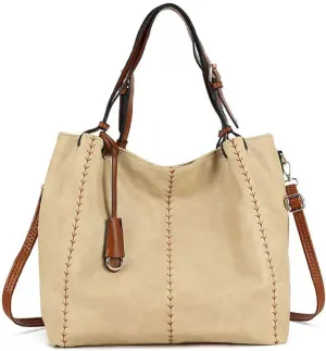 myfriday Casual Leather Tote Hobo Bag for Women, Soft Shoulder Bag Crossbody Satchel Purse and Handbag