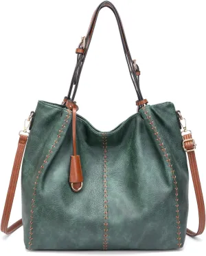 myfriday Casual Leather Tote Hobo Bag for Women, Soft Shoulder Bag Crossbody Satchel Purse and Handbag