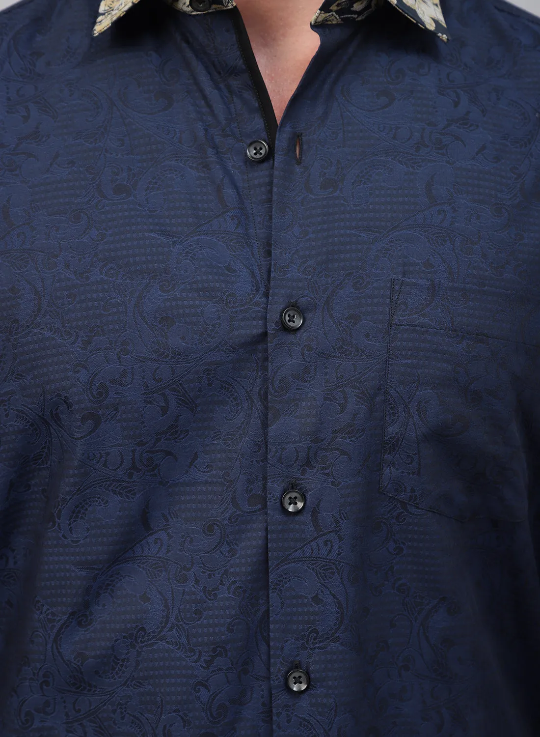 Navy Blue Cotton Full Sleeve Shirt