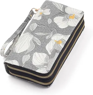 Nelli's Wallet Wristlet For Women, The Florist: Black, Spacious Bifold Wrist Wallet With Phone Pocket, Zipper Pouch & Scripture Card, Christian Women Gifts, Flower Design Womens Wallet Wristlet