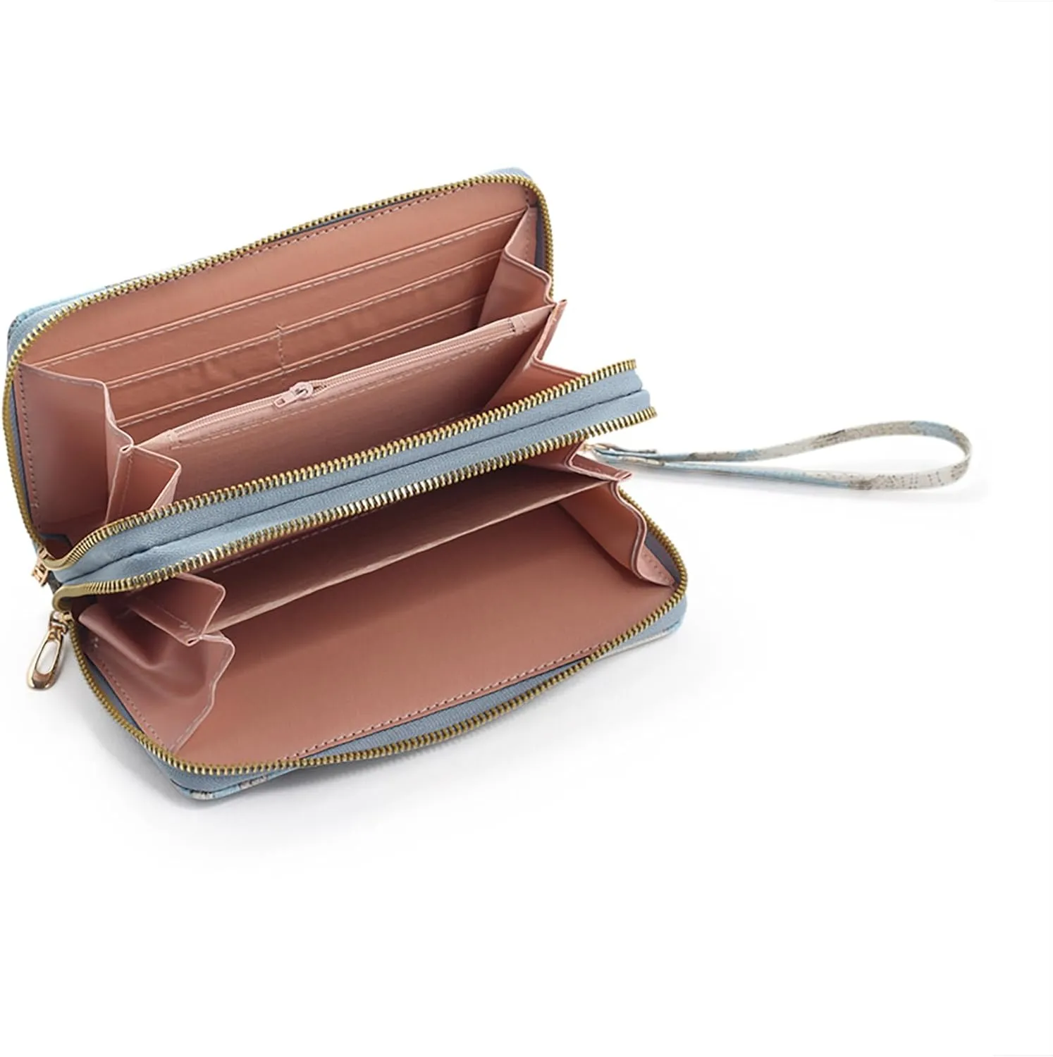 Nelli's Wallet Wristlet For Women, The Florist: Blue, Spacious Bifold Wrist Wallet With Phone Pocket, Zipper Pouch & Scripture Card, Christian Women Gifts, Flower Design Womens Wallet Wristlet