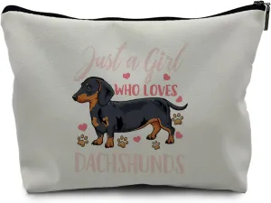 Nogrit Dachshund Makeup Bag,Dachshund Cosmetic Bag,Just a Girl Who Loves Dogs,Dachshund Makeup Travel Toiletry Bag,Dachshund Mom Gifts,Dachshund Gifts,PU