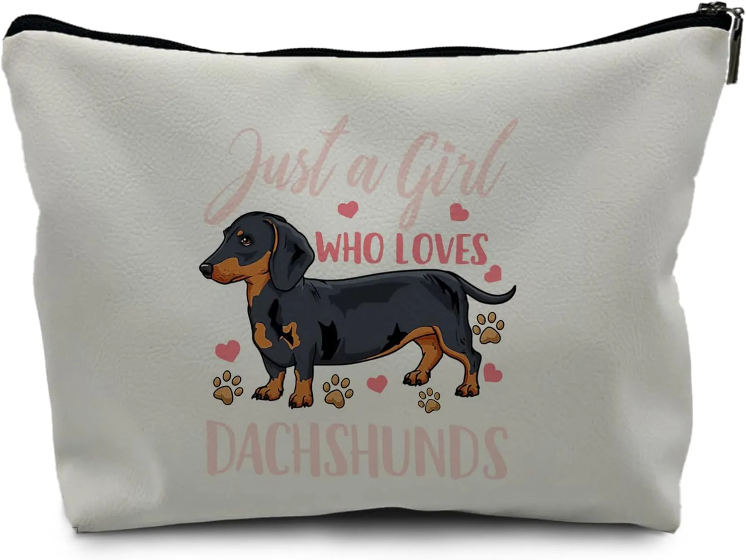Nogrit Dachshund Makeup Bag,Dachshund Cosmetic Bag,Just a Girl Who Loves Dogs,Dachshund Makeup Travel Toiletry Bag,Dachshund Mom Gifts,Dachshund Gifts,PU