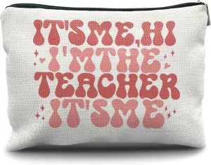 Nogrit Teacher Accessories Survival Kit Makeup Cosmetic Bag,Groovy It's Me Hi I'm the Teacher Makeup Travel Toiletry Bag,Back to School Thank You Gifts for Best Teachers Gifts
