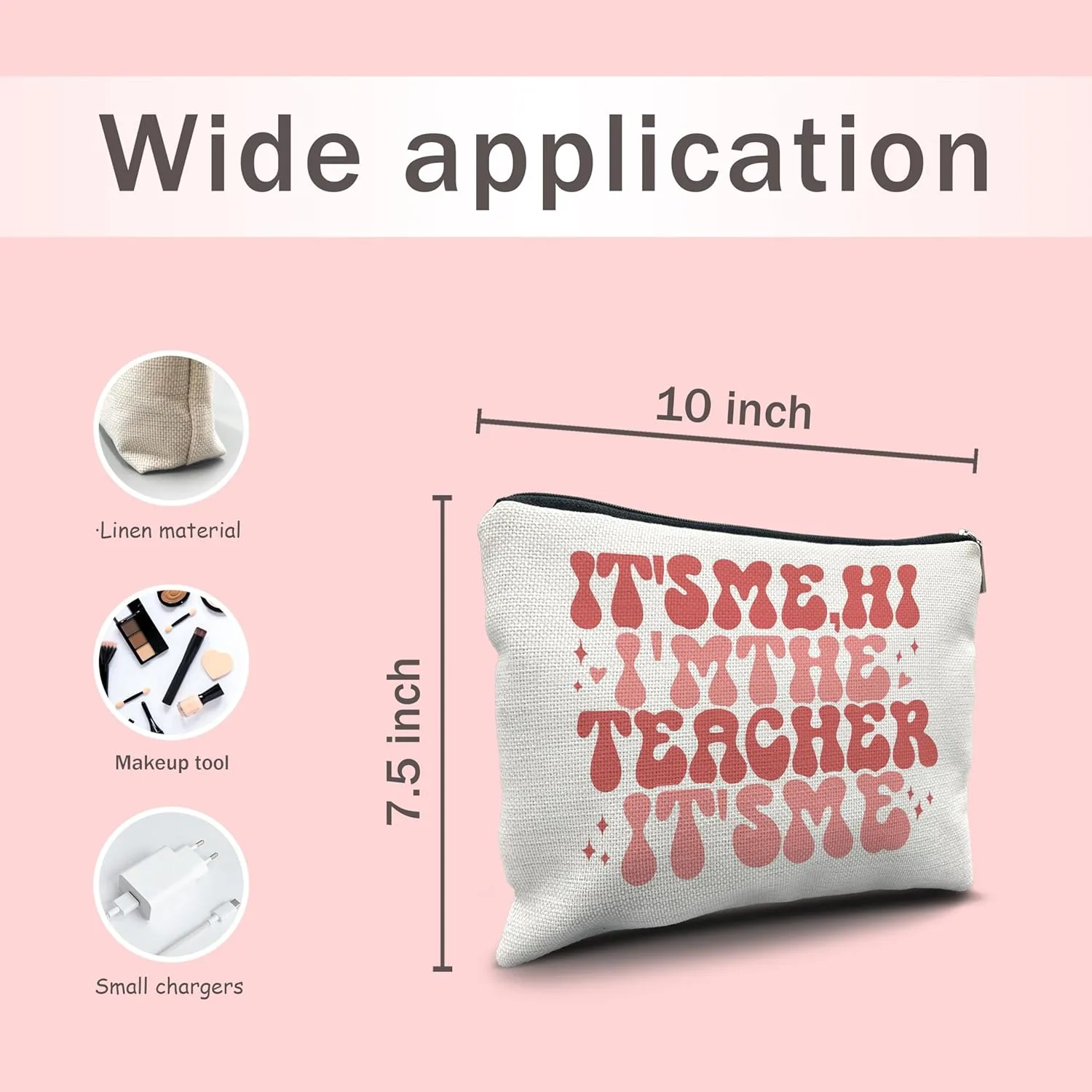 Nogrit Teacher Accessories Survival Kit Makeup Cosmetic Bag,Groovy It's Me Hi I'm the Teacher Makeup Travel Toiletry Bag,Back to School Thank You Gifts for Best Teachers Gifts