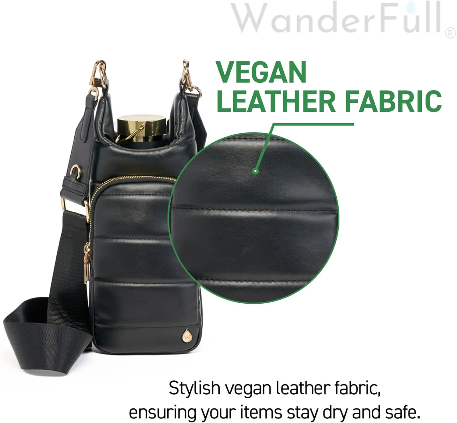 Original HydroBag | Oprahs Favorite Things 2024 | Vegan Leather Water Bottle Holder w/Strap Bundle