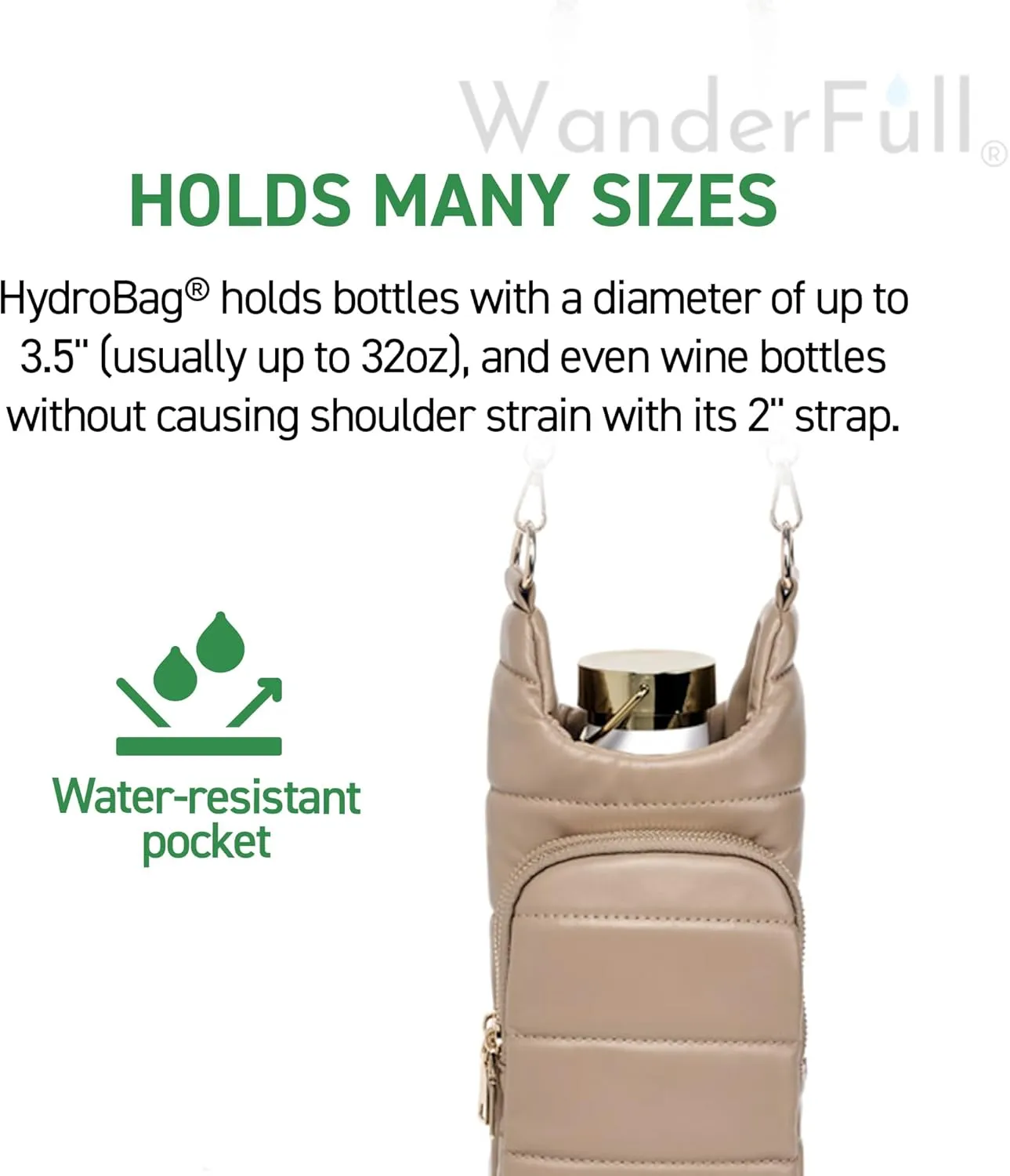 Original HydroBag | Oprahs Favorite Things 2024 | Vegan Leather Water Bottle Holder w/Strap Bundle
