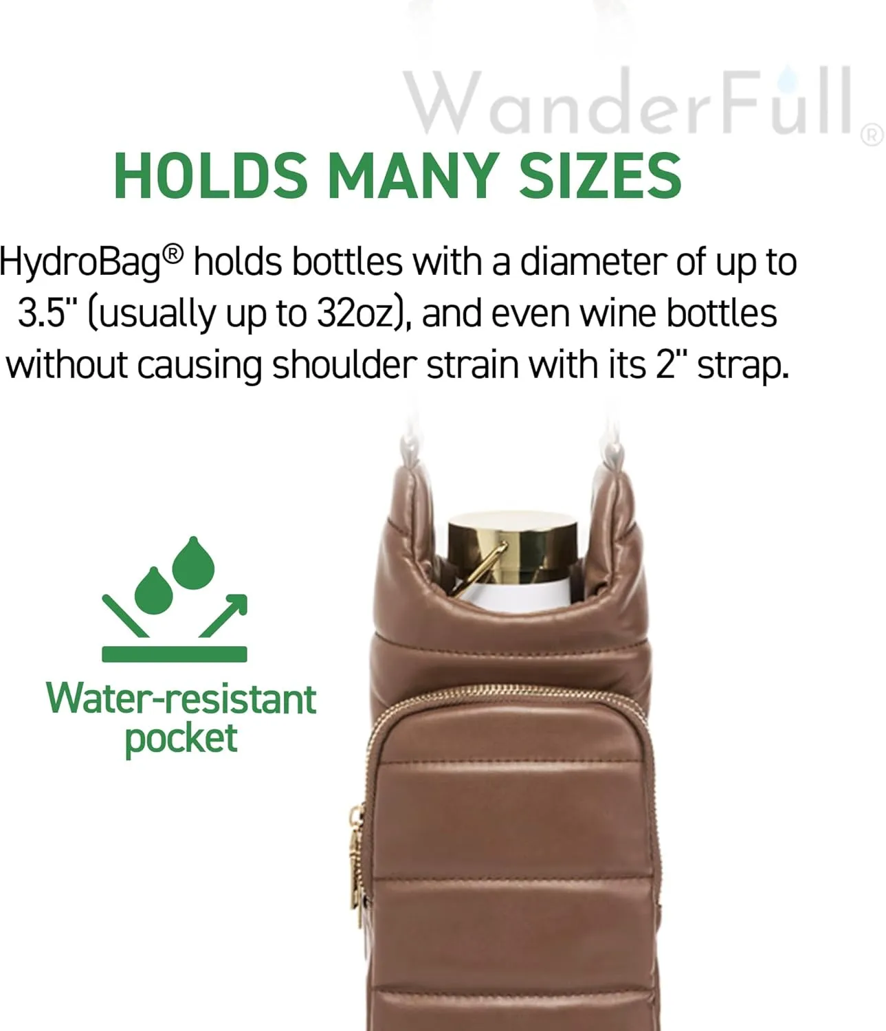 Original HydroBag | Oprahs Favorite Things 2024 | Vegan Leather Water Bottle Holder w/Strap Bundle