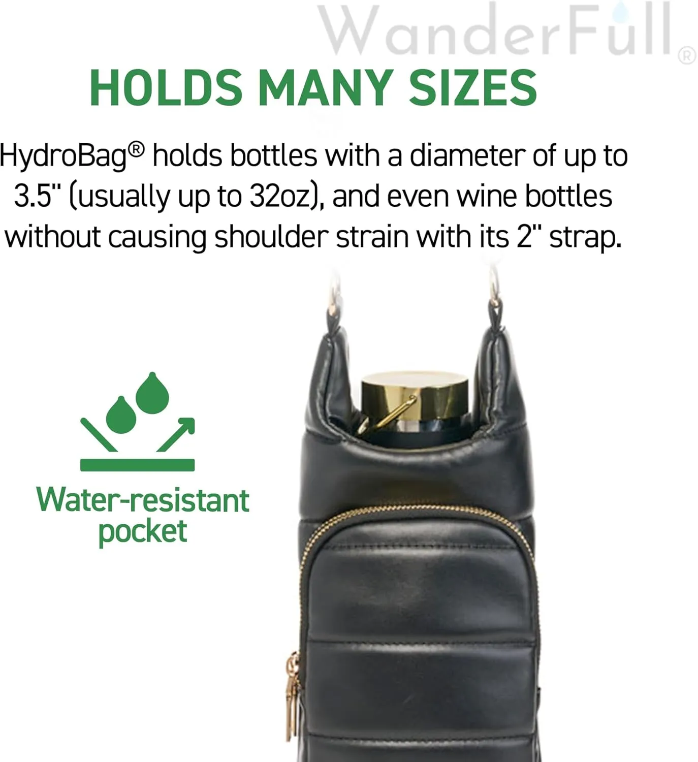 Original HydroBag | Oprahs Favorite Things 2024 | Vegan Leather Water Bottle Holder w/Strap Bundle