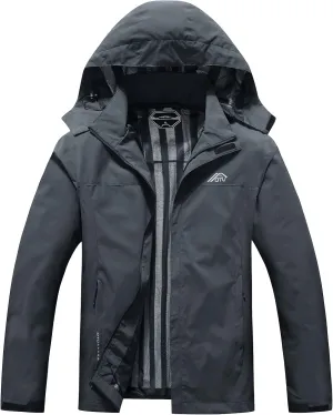 OTU Men's Lightweight Waterproof Hooded Rain Jacket Outdoor Raincoat Shell Jacket for Hiking Travel