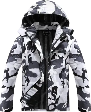 OTU Men's Lightweight Waterproof Hooded Rain Jacket Outdoor Raincoat Shell Jacket for Hiking Travel