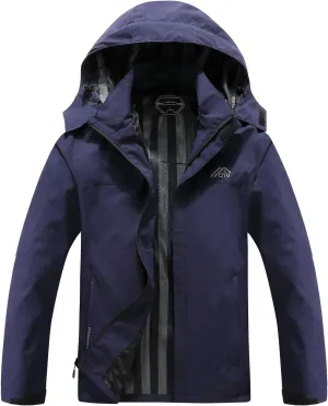 OTU Men's Lightweight Waterproof Hooded Rain Jacket Outdoor Raincoat Shell Jacket for Hiking Travel