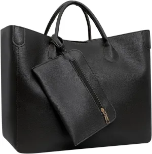 Oversize Vegan Leather Tote Bags for Women Soft Purse Weekender Bag Shopper Handbag Travel Working Satchels 2pcs