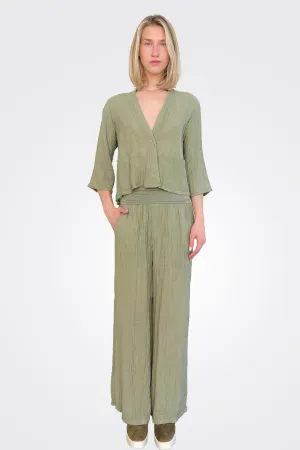 Palazzo Textured Trousers - Green Water