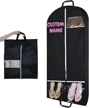Personalized Business Travel Garment Bags - Custom Wrinkle-Free Suit Cover Clear View Dress Covers with 2 Pockets, Closet Storage Gifts for Cheerleading Costumes & Travel Essentials